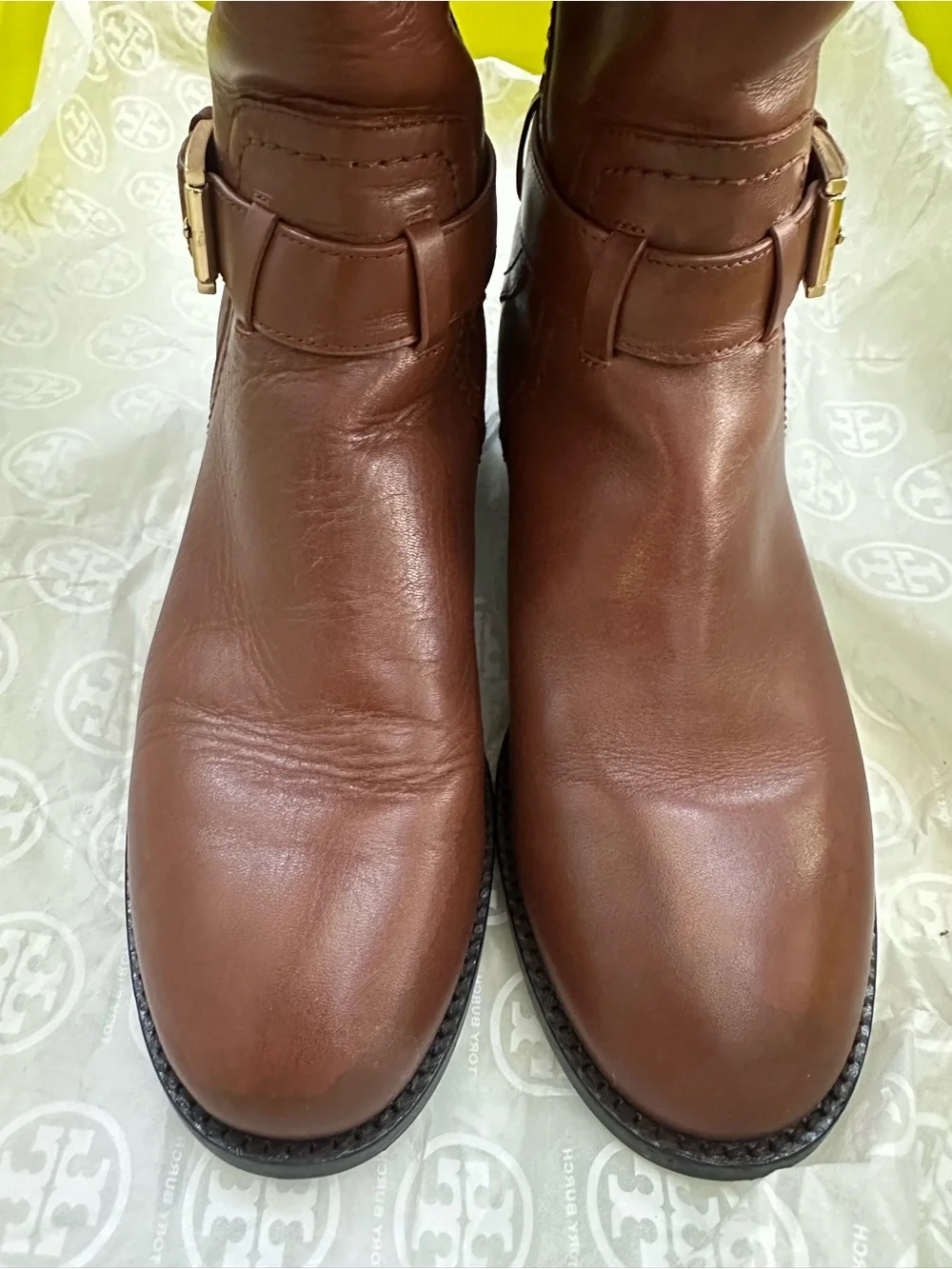 Tory Burch Chestnut Brown Leather with Gold Logo